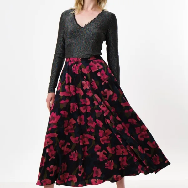 Anza Watermark Floral Print Midaxi Skirt
