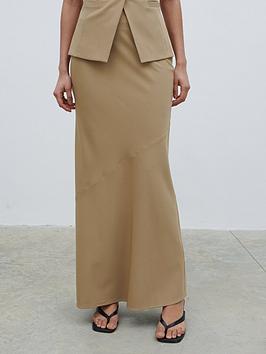 Pretty Lavish Jean Asymmetric Maxi Skirt - Camel - Beige