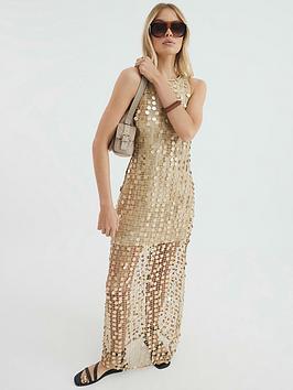 River Island Sequin Maxi Dress - Gold
