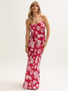 Lily & Lionel Roxy Spaghetti Strap Savannah Print Maxi Dress - Red