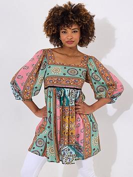 Joe Browns Isla Patchwork Tunic Dress - Green