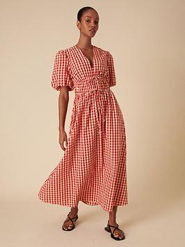 Nobodys Child Scottie Gingham Midi Dress - Red