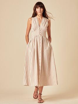 Nobodys Child Starlight Stripe Midi Dress - Beige