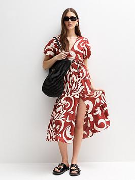 New Look Sarahbeth Tier Wrap Midi - Red