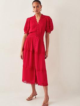 Monsoon Kiana Pintuck Dress - Red