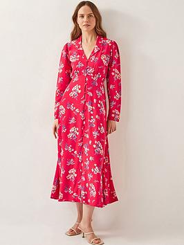Monsoon Sarah Floral Dress - Red