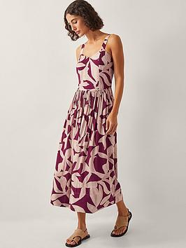 Monsoon Annie Print Dress - Burgundy