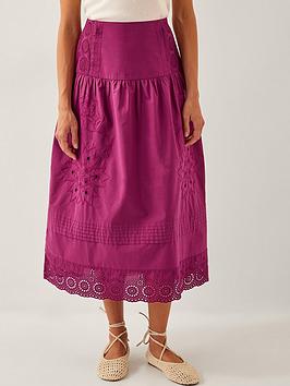 Monsoon Saoirse Embellished Skirt - Burgundy