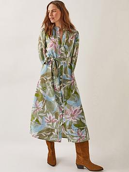 Monsoon Piper Print Dress - Khaki