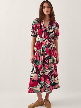 Monsoon Jemima Print Shirt Dress - Red