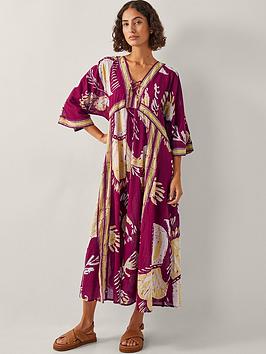 Monsoon Amisha Midi Dress - Burgundy