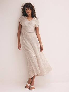 Mint Velvet Neutral Sequin Midi Dress - Beige