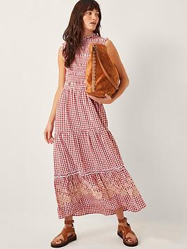 Monsoon Greta Gingham Dress - Red
