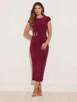 Long Tall Sally Drape Buckle Midaxi Dress - Red
