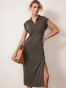 Mint Velvet Khaki Utility Midi Dress - Green