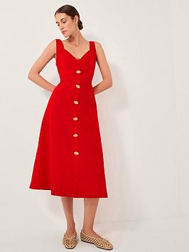 Monsoon Nell Button Dress - Red