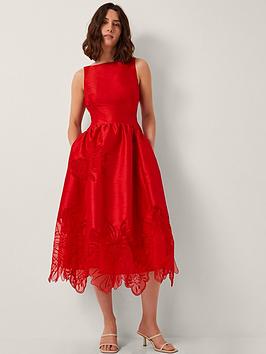 Monsoon Frida Cutwork Dress - Red