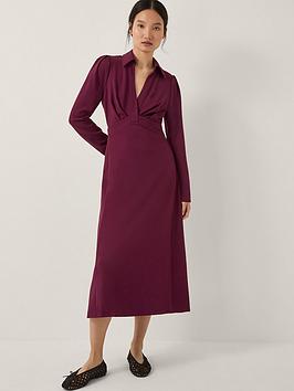 Monsoon Polly Ponte Midi Dress - Burgundy