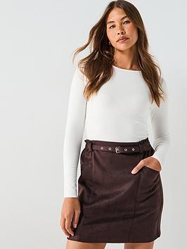 Only Diane Heidi Life Faux Suede Mini Skirt - Brown
