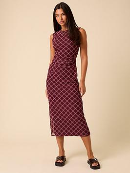 Nobodys Child Ruched Detail Mesh Dress Print - Red