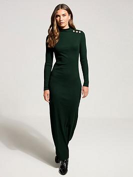Long Tall Sally Button Shoulder Maxi Dress - Green