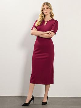 Long Tall Sally Keyhole Fitted Midi Dress - Red