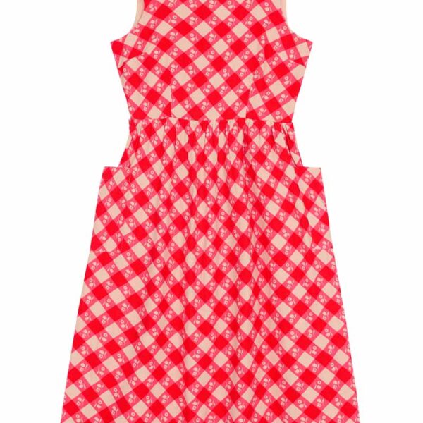 Joanie Clothing Aiken Gingham Floral Print Pinafore Dress -  UK 24 (Red)
