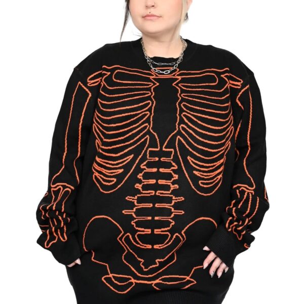 Foxblood - All Bones Skeleton Black/Orange - Dress - black - M/L - 35% Viscose, 35% Polyester, 30% Nylon,Knitwear