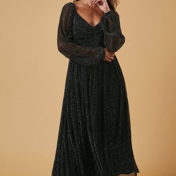 Petite Occasion Plisse Pleated Midi Dress