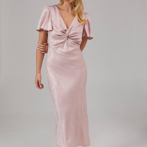 Shimmer Chiffon Twist Front Bridesmaid Dress