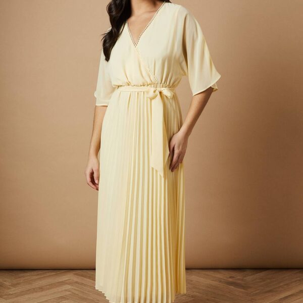 Occasion Kimono Sleeve Pleated Midi Dress