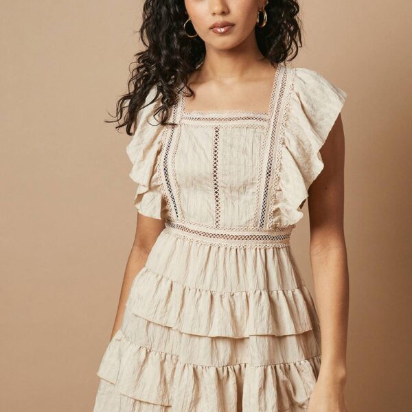 Petite Tiered Lace Insert Mini Dress