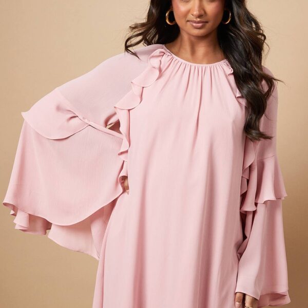 Chiffon Ruffle Sleeve Mini Dress