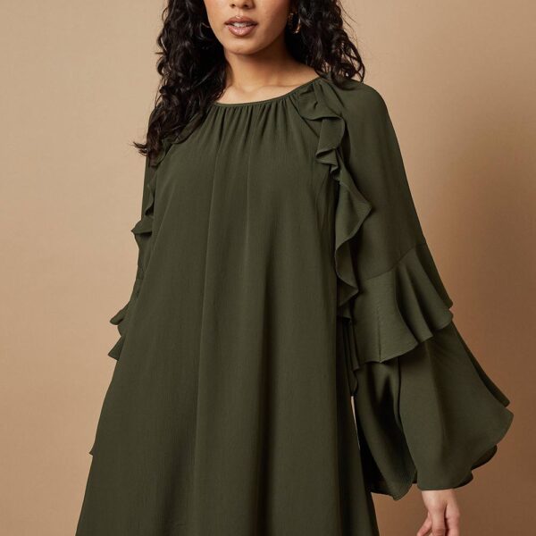Petite Chiffon Ruffle Sleeve Mini Dress