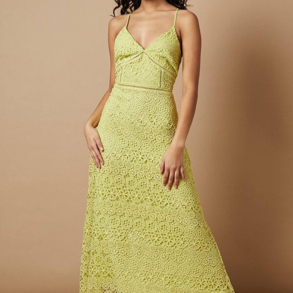 Petite Lace Insert Strappy Midi Dress
