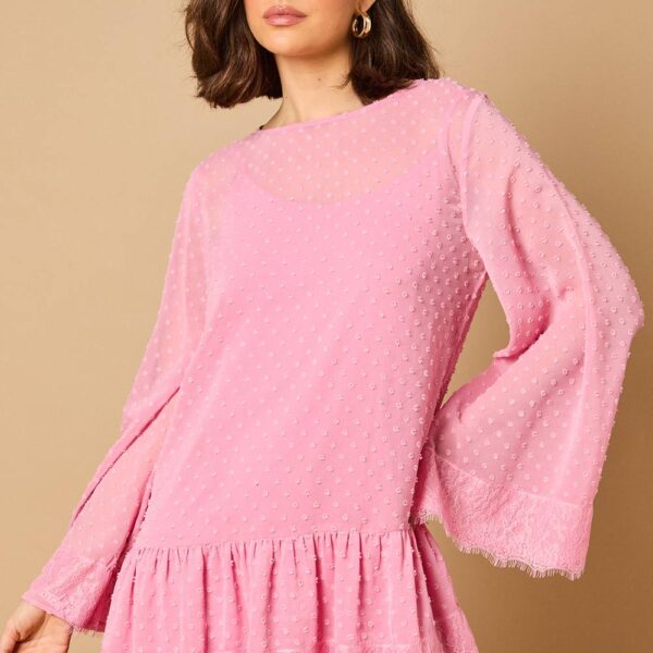Bell Sleeve Tiered Mini Dress