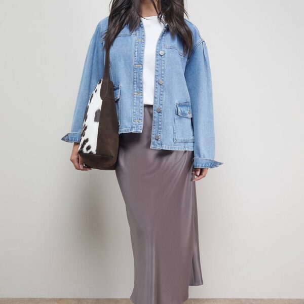 Bias Cut Satin Midi Skirtmocha