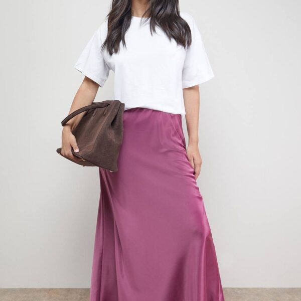 Bias Cut Satin Maxi Skirtmauve