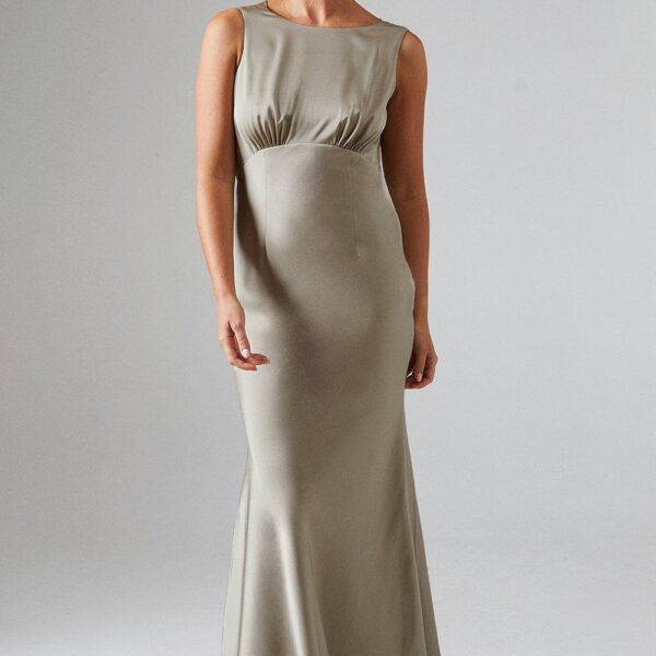 Cowl Back Fishtail Maxi Dress - Gold