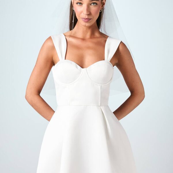 Sweetheart Fit and Flare Mini Wedding Dress - Ivory