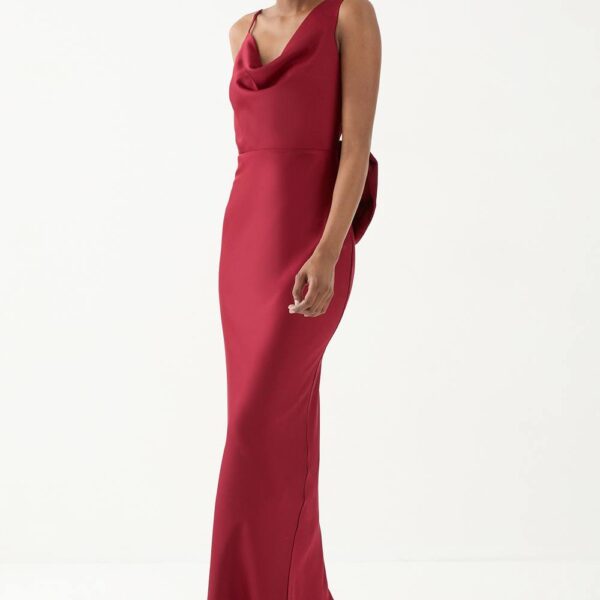 Womens Asymmetric Bow Detail Bridesmaid Dress - red - 8, Red