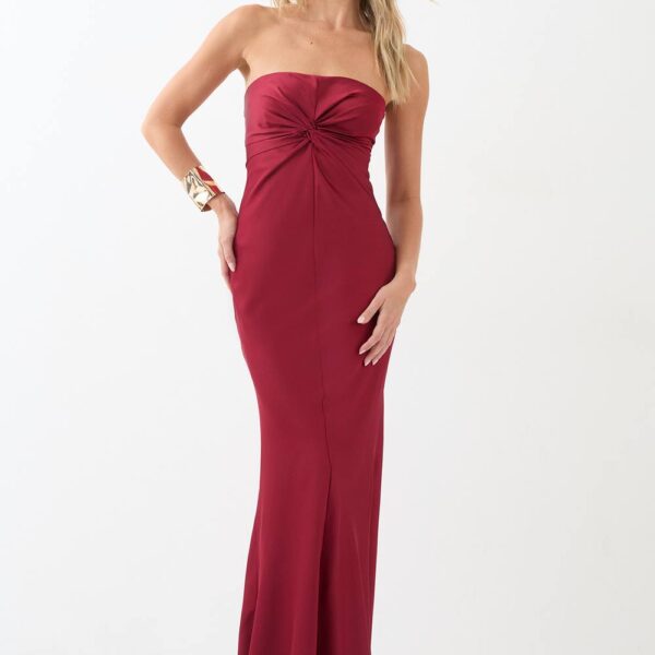 Womens Knot Detail Detachable Strap Bridesmaid Dress - red - 16, Red