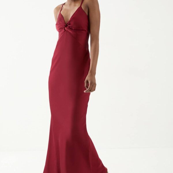 Womens Knot Detail Strappy Bridesmaid Dress - red - 10, Red