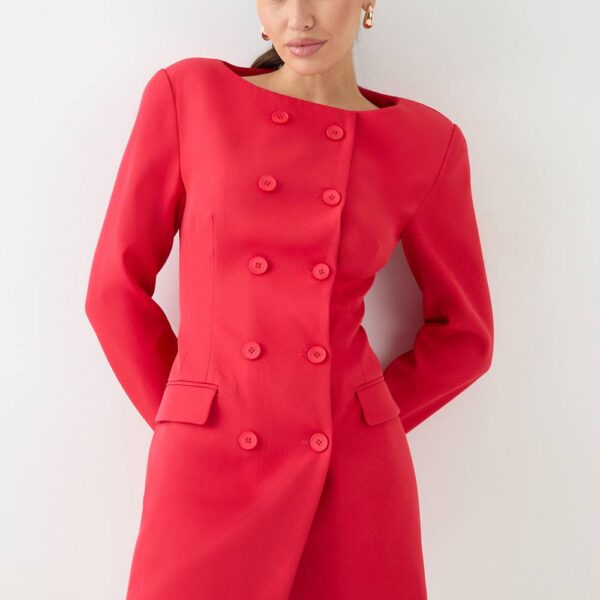 Womens Tailored Double Breasted Blazer Dress - 8, Red