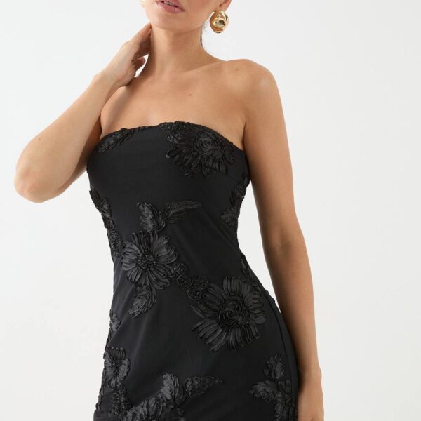 Womens Textured Floral Mini Dress - black - 16, Black