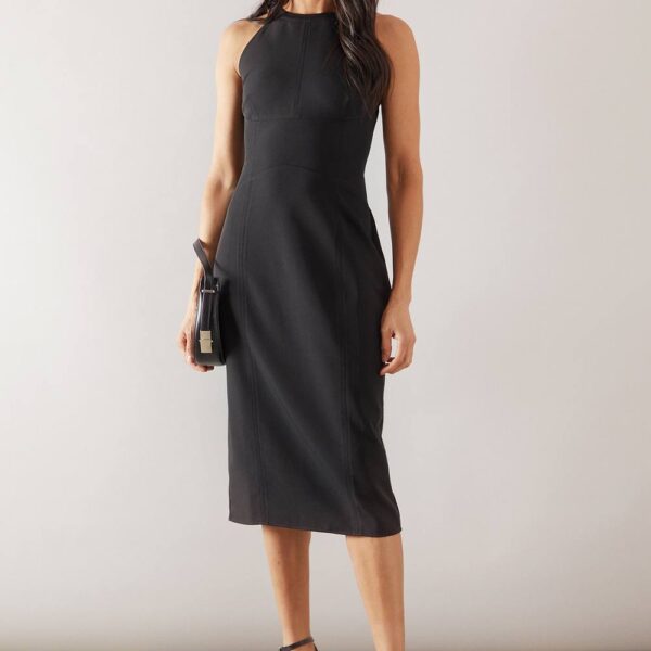 Womens Structured Midi Dress