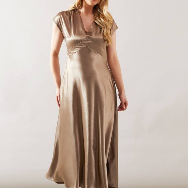Womens Satin Seam Detail Maxi Dress