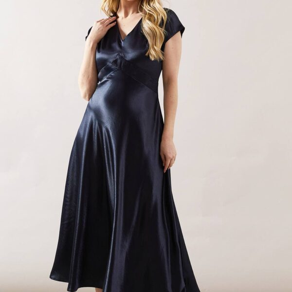 Womens Satin Seam Detail Maxi Dress