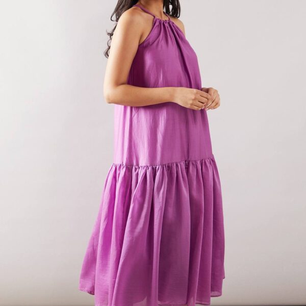 Womens Petite Halterneck Drop Hem Midaxi Dress