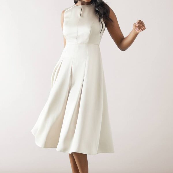 Womens Metallic Sleeveless Midi Dress